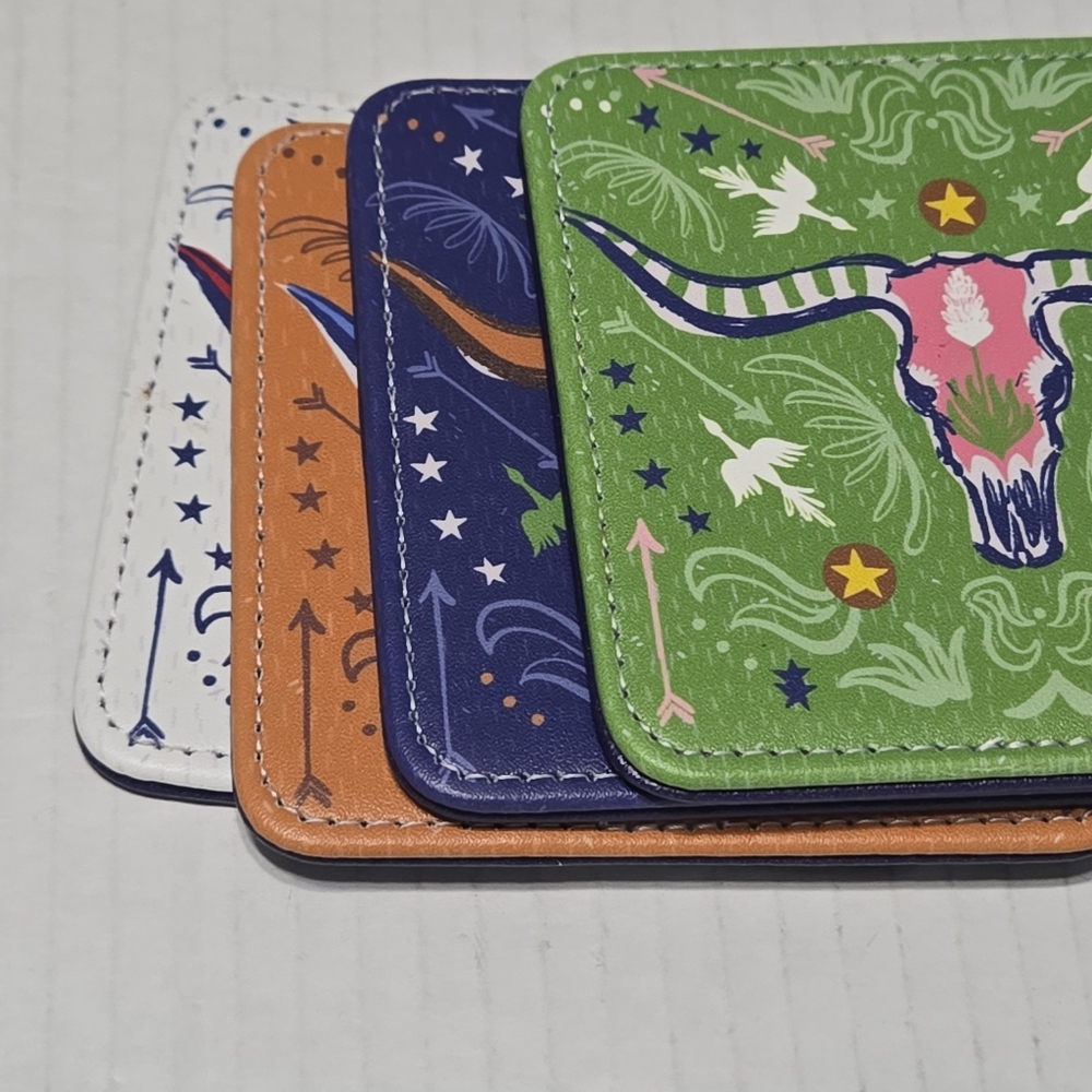 Reversible Coasters LONGHORN COASTERS Texas Western bull horn, SET OF 4 - Picture 9 of 16